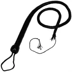 Zwarte Lederen Bullwhip - 120 Cm