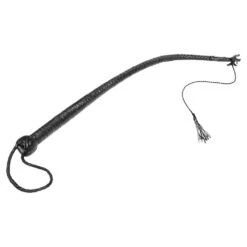 Zwarte Lederen Bullwhip - 60 Cm