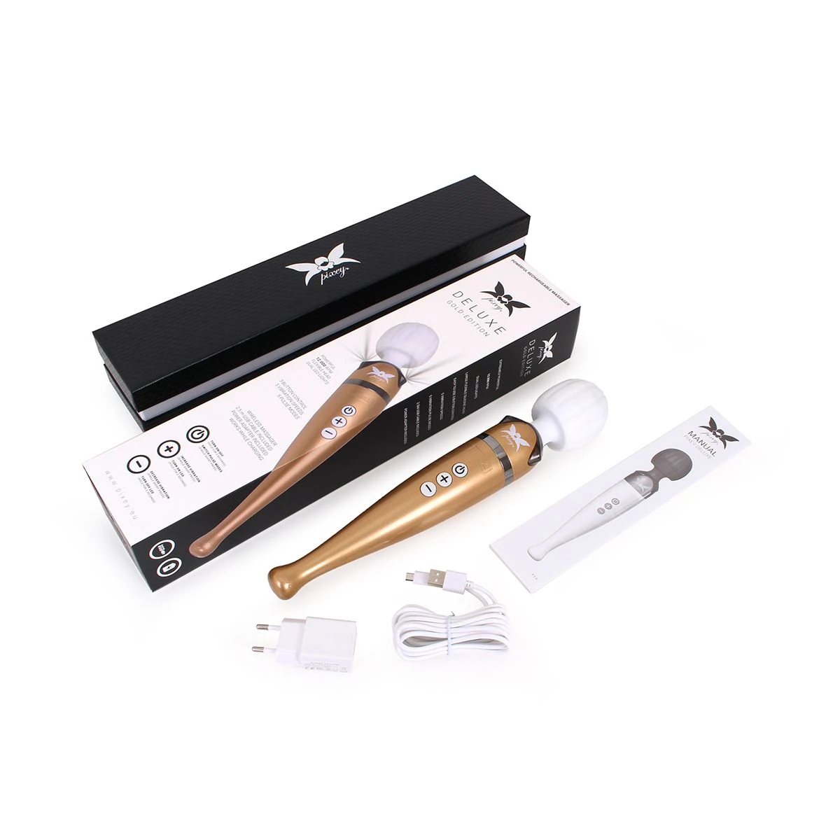 Pixey Deluxe Gold Edition Gold Edition - Oplaadbare Draadloze Massager Wand 8 Pixey Deluxe Gold Edition Gold Edition - Oplaadbare Draadloze Massager Wand - Afbeelding 6