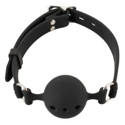 Zwarte Siliconen Ball Gag Medium (Ø) Bal: 4 Cm Met Ademhalingsgaten Van Bad Kitty