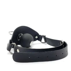 Leren Super Ball Gag Ø46 Mm Met Stalen Oog Van Black Label