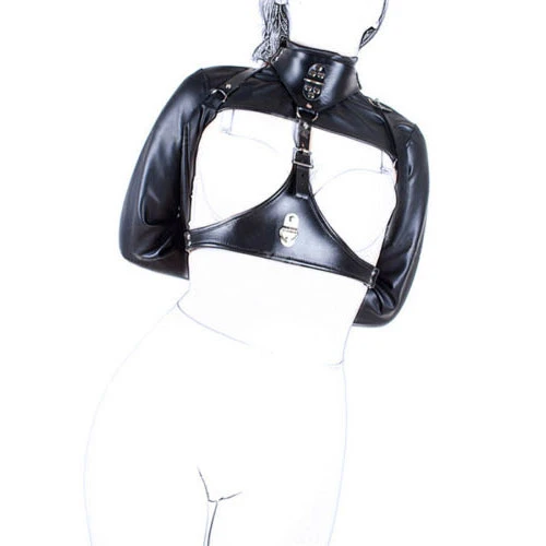 Zwart Lederen Bolero Armdwangbuis Van NLLeather 3 Zwart Lederen Bolero Armdwangbuis Van NLLeather