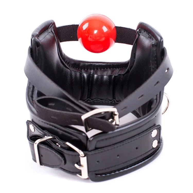 Imitatie Lederen Ballgag Collar-Harnas Met Ø 42 Mm Siliconen Bal 3 Imitatie Lederen Ballgag Collar-Harnas Met Ø 42 Mm Siliconen Bal
