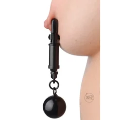 Master Series Black Bomber Nipple Clamps With Weights -Rimba Seksshop Black Bomber Nipple Clamps ad976 1