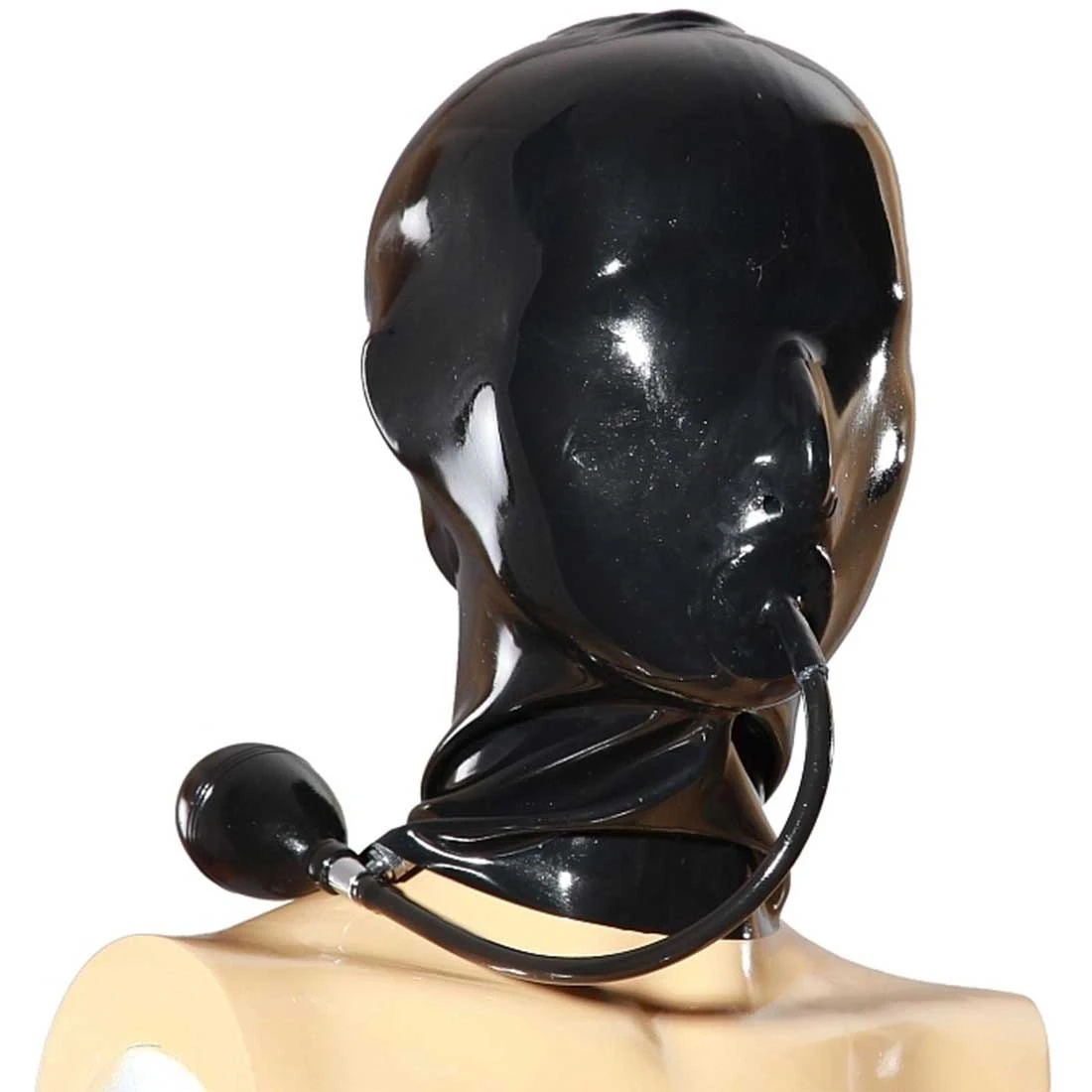 Latex Masker Met Ritssluiting En Oppompbare Mondknevel 3 Latex Masker Met Ritssluiting En Oppompbare Mondknevel