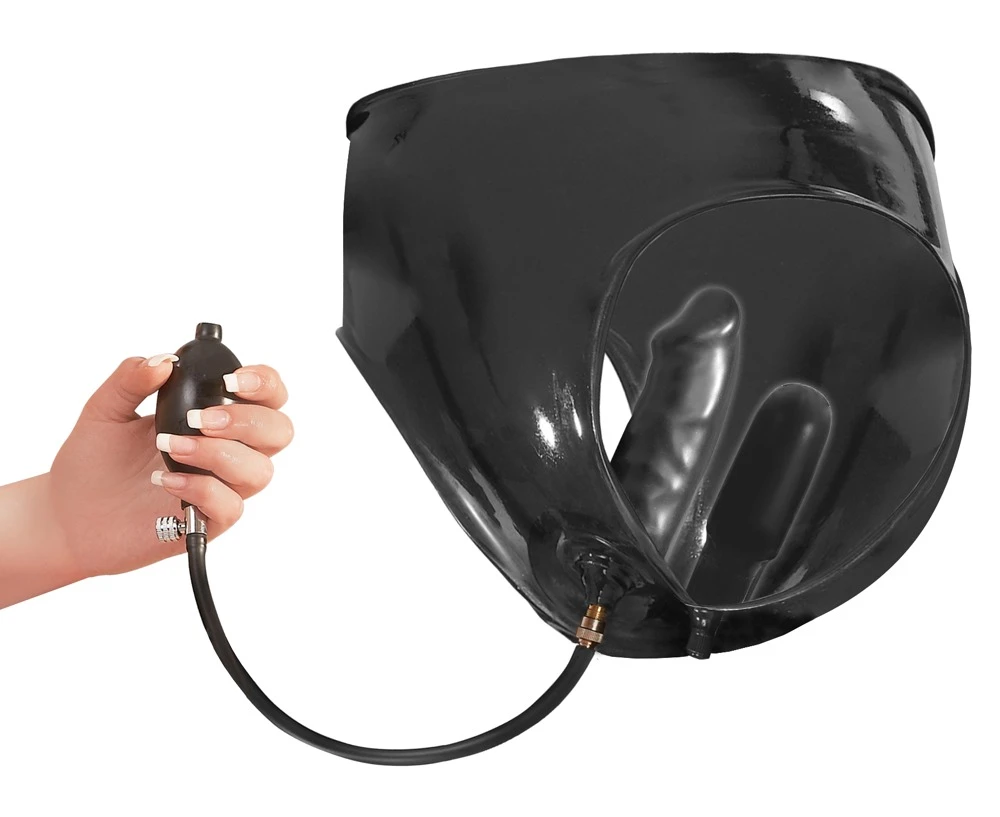 Latex Slip Met Opblaasbare Dildo's Van Late-X 5 Latex Slip Met Opblaasbare Dildo's Van Late-X - Afbeelding 3