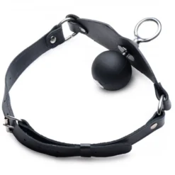 Leren Super Ball Gag Ø46 Mm Met Stalen Oog Van Black Label -Rimba Seksshop ag350 eyelet ball gag bulk 5a 1000x879 1