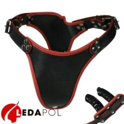 Lederen Slip Met 2 Interne Dildos By Ledapol 8083