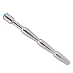 Stainless Steel 11.3 Cm Long Jewel Penis Head Plug Blue By MAE-Toys