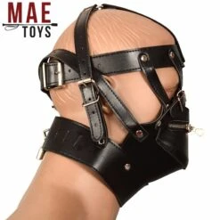 MAE-Toys Imitatielederen Bondage Slavenmasker Met Rits -Rimba Seksshop mae sm 005 mae toys leatherlook bondage slave mask with zipper 27502