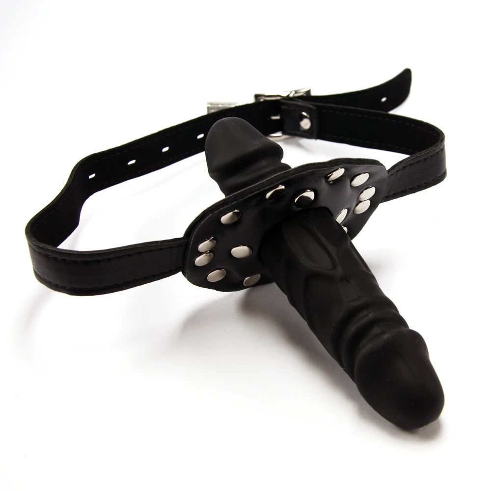 Dubbele Dildo Gag - Zwart Van MAE-Toys 3 Dubbele Dildo Gag - Zwart Van MAE-Toys