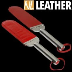 Large Red Paddle With Stainless Steel Handle By NLLeather
