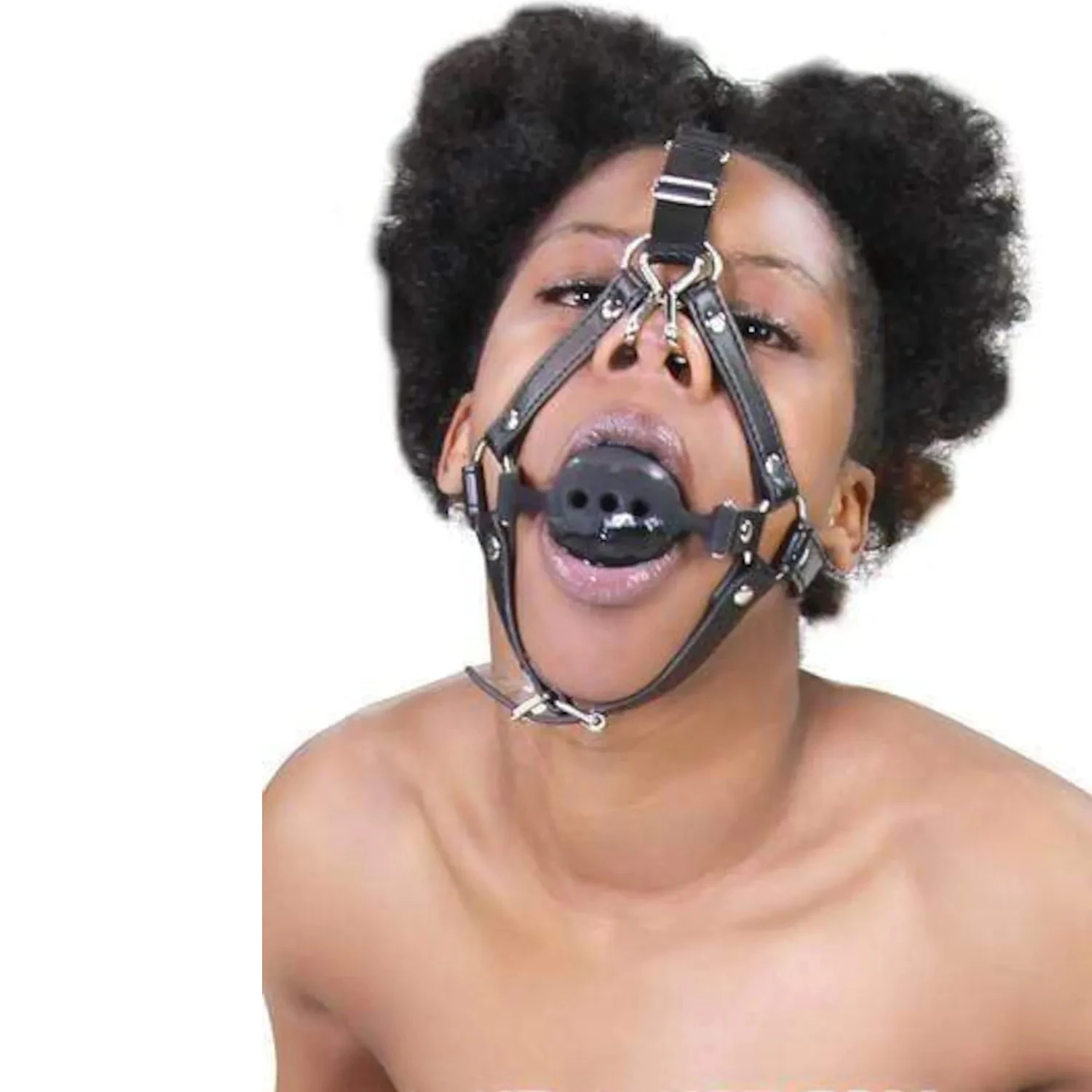 Grote Zwarte Siliconen Ball Gag Trainer Ø 45 Mm Met Nose Hook 4 Grote Zwarte Siliconen Ball Gag Trainer Ø 45 Mm Met Nose Hook - Afbeelding 2