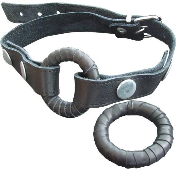 O-ring Gag Met Leder & Latex Beklede Stalen Ring 3 O-ring Gag Met Leder & Latex Beklede Stalen Ring