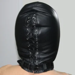 Zwart Leder Isolatie Masker Voor De Echte Leer-bondage Liefhebber Van Saxos -Rimba Seksshop os 0346 leather isolation mask 16567 1