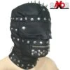 Zwart Lederen Gladiator Masker Van Saxos -Rimba Seksshop os 0415 fullhood with collar and spikes 23046