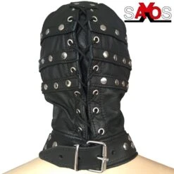 Zwart Lederen Gladiator Masker Van Saxos 7 Zwart Lederen Gladiator Masker Van Saxos -Rimba Seksshop os 0415 fullhood with collar and spikes 23048