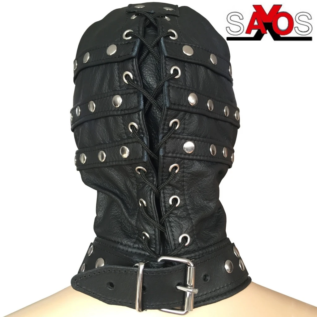 Zwart Lederen Gladiator Masker Van Saxos 5 Zwart Lederen Gladiator Masker Van Saxos - Afbeelding 3