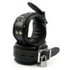 Lockable Padded Black Leather Wrist Cuffs By Saxos -Rimba Seksshop os ankle01