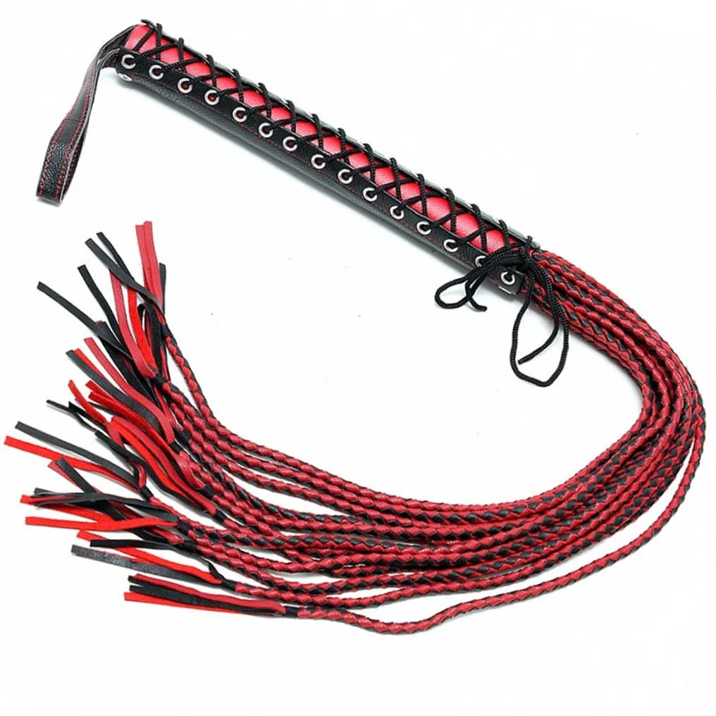Rode Leren Zweep Met 12 Handgevlochten Strengen Van Rimba #7927 4 Rode Leren Zweep Met 12 Handgevlochten Strengen Van Rimba #7927 - Afbeelding 2