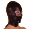 Zwart Stretch Wetlook Masker Met Open Ogen En Ritssluiting Achter -Rimba Seksshop smab15a