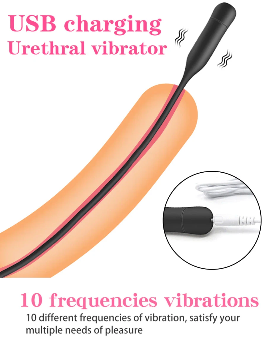 10 Programma Zwarte Urethrale Siliconen Sound-Vibrator 3 10 Programma Zwarte Urethrale Siliconen Sound-Vibrator